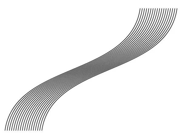 抽象的な波状 ジグザグ ライン要素 垂直線 ストライプとビロウ うねり歪み効果 波線平行ストライプ パルスワープ効果要素 — ストックベクタ