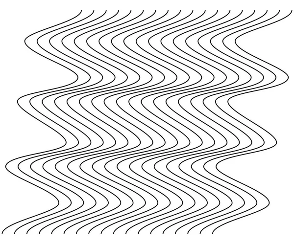 抽象的な波状 ジグザグ ライン要素 垂直線 ストライプとビロウ うねり歪み効果 波線平行ストライプ パルスワープ効果要素 — ストックベクタ