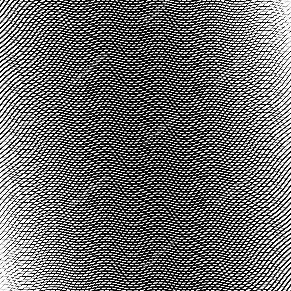 Wavy, waving, zigzag lines crosshatch grid, mesh pattern. Abstra