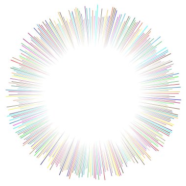 Radyal, yayılan çizgiler, kollar. Dairesel ışınlar, Kirişler. Multicolo