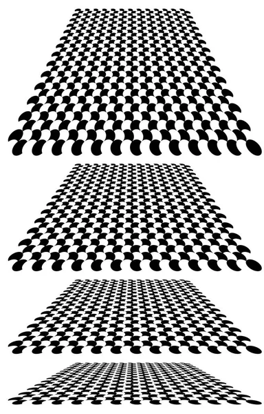 Geblokt, checker plane in 3D perspectief achtergrond. Verdwijnen — Stockvector