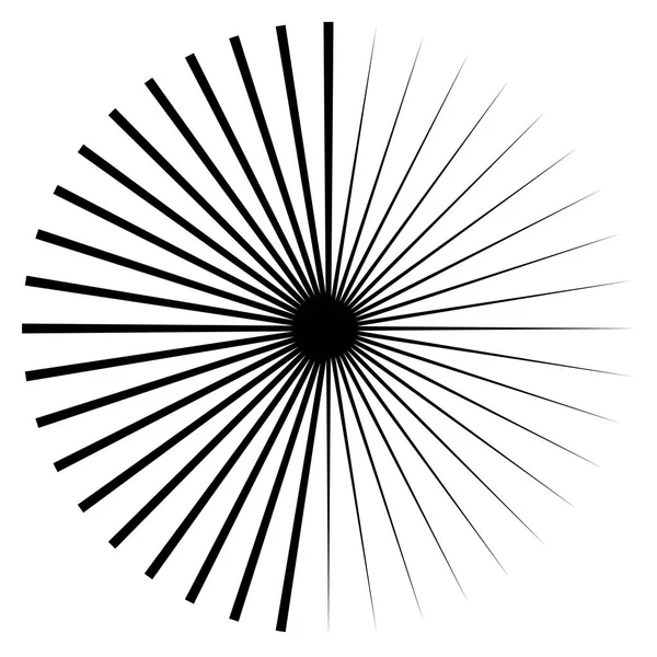 Linhas de explosão radial elemento circular. Starburst, sunburst gráfico —  Vetores de Stock