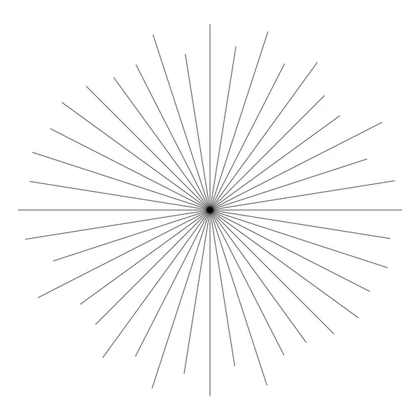 Líneas circulares aleatorias explosión estelar, elemento de explosión solar. Ra convergente — Archivo Imágenes Vectoriales