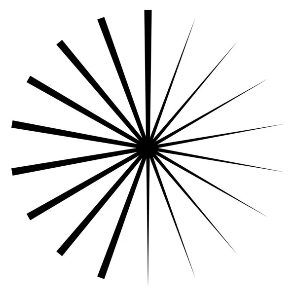 Líneas de ráfaga radial elemento circular. Starburst, gráfico sunburst — Archivo Imágenes Vectoriales