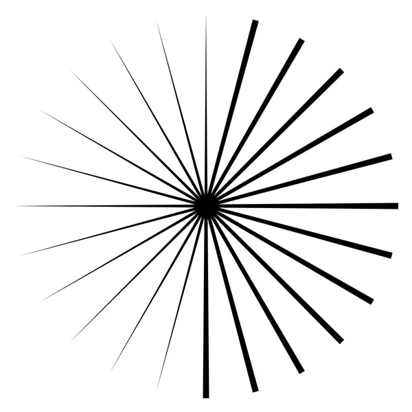 Linhas de explosão radial elemento circular. Starburst, sunburst gráfico —  Vetores de Stock