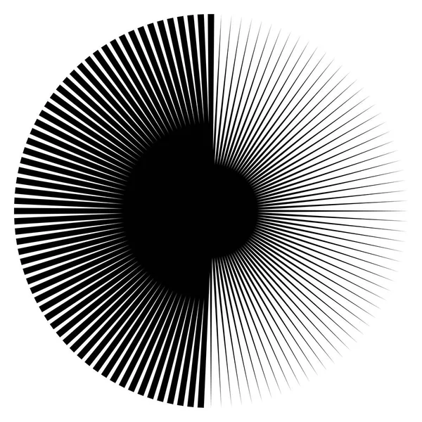Líneas de ráfaga radial elemento circular. Starburst, gráfico sunburst — Vector de stock