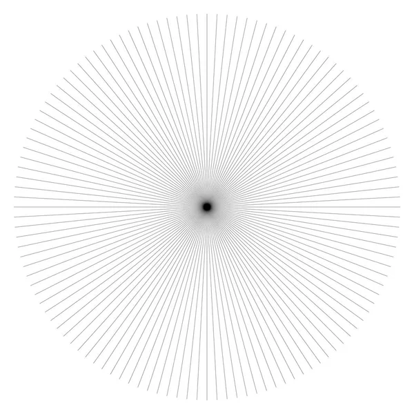 Líneas de ráfaga radial elemento circular. Starburst, gráfico sunburst — Vector de stock