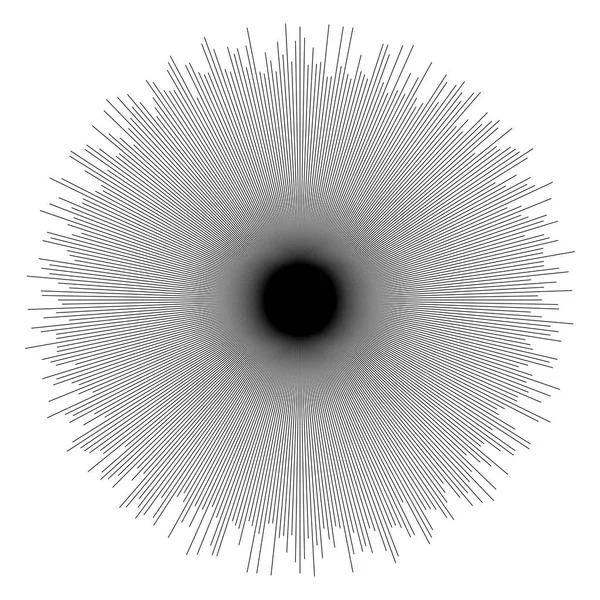Random circular lines starburst, sunburst element. Converging ra — Stock Vector