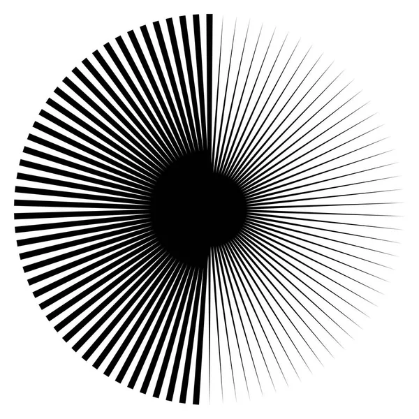 Linhas de explosão radial elemento circular. Starburst, sunburst gráfico — Vetor de Stock