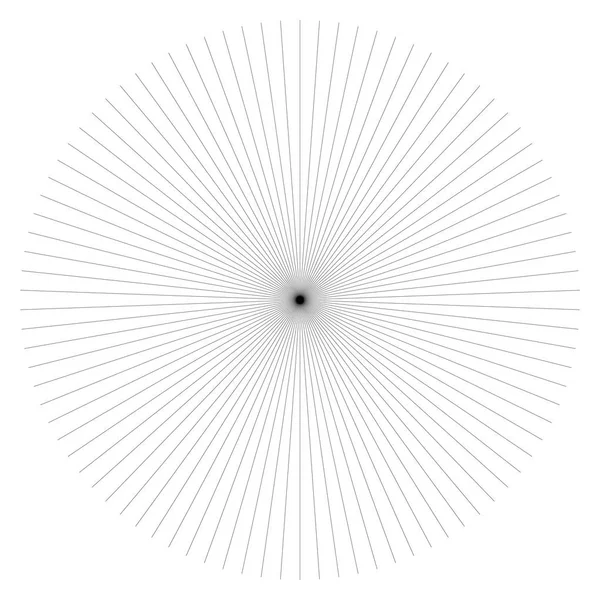 Linee di scoppio radiale elemento circolare. Starburst, grafica sunburst — Vettoriale Stock