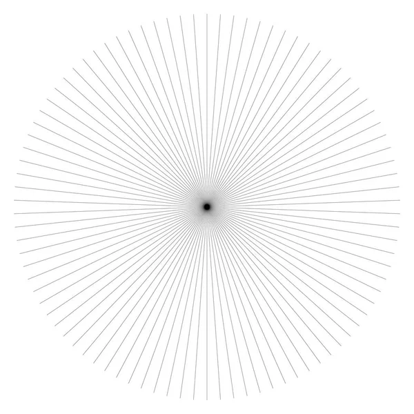 Líneas de ráfaga radial elemento circular. Starburst, gráfico sunburst — Vector de stock