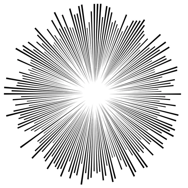 Random circular lines starburst, sunburst. Converging radial, ra — Stock Vector