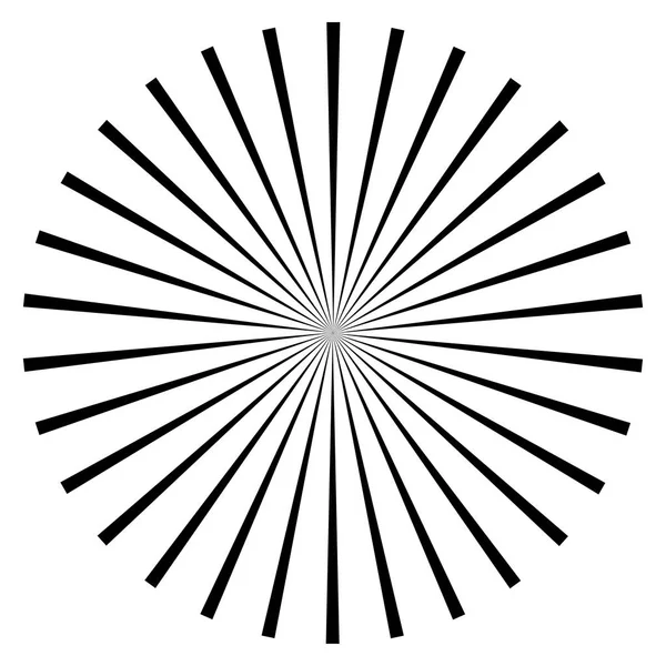 Líneas de ráfaga radial elemento circular. Starburst, gráfico sunburst — Vector de stock