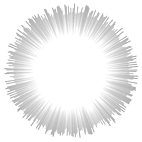 Lignes circulaires aléatoires explosion d'étoiles, explosion de soleil. Convergence radiale, ra — Image vectorielle