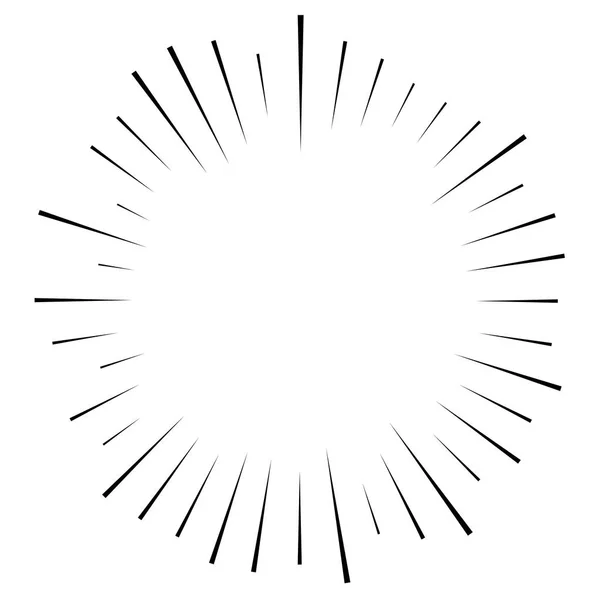 Random circular lines starburst, sunburst. Converging radial, ra — Stock Vector