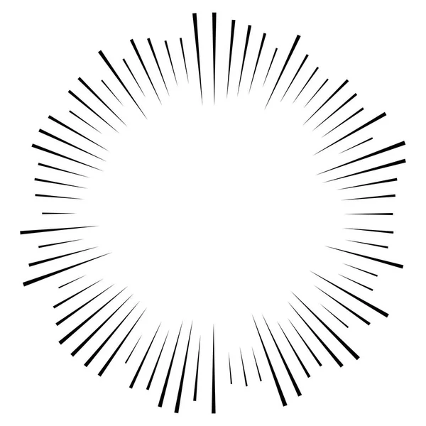 Random circular lines starburst, sunburst. Converging radial, ra — Stock Vector