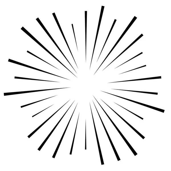 Véletlen körkörös vonalak Starburst, Sunburst. Konvergáló radiális, — Stock Vector