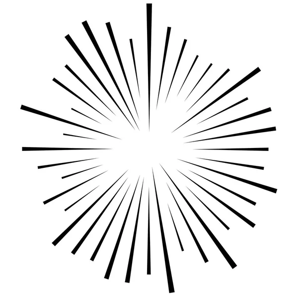 Líneas circulares aleatorias Estallido, Estallido de sol. Radial convergente, ra — Archivo Imágenes Vectoriales