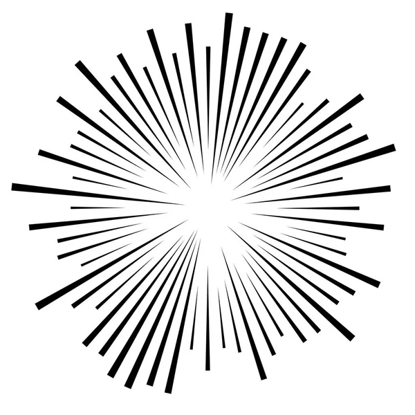 Líneas circulares aleatorias Estallido, Estallido de sol. Radial convergente, ra — Vector de stock