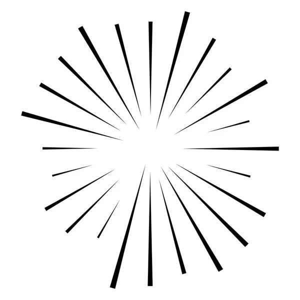 Случайные круговые линии звёздные вспышки, солнечные вспышки. Сходящийся радиал, ра — стоковый вектор