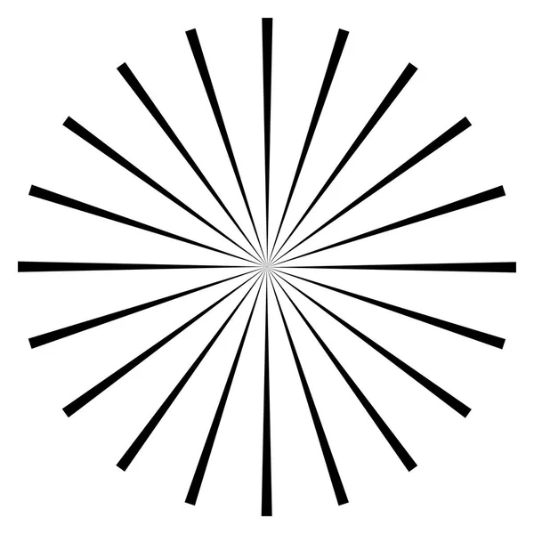 Líneas de ráfaga radial elemento circular. Starburst, gráfico sunburst — Archivo Imágenes Vectoriales