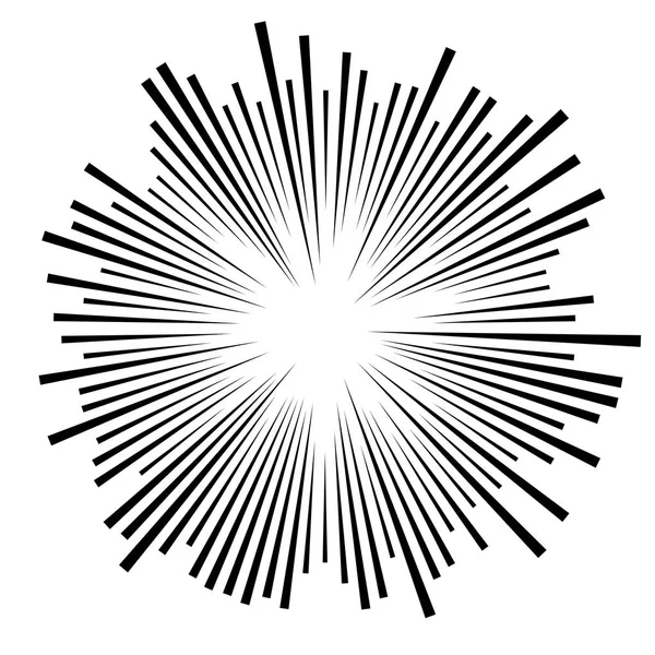 Líneas circulares aleatorias Estallido, Estallido de sol. Radial convergente, ra — Archivo Imágenes Vectoriales