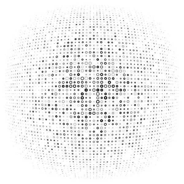 Pois demi-tons, cercles, élément pointillé. Sphère, orbe ou globe di — Image vectorielle