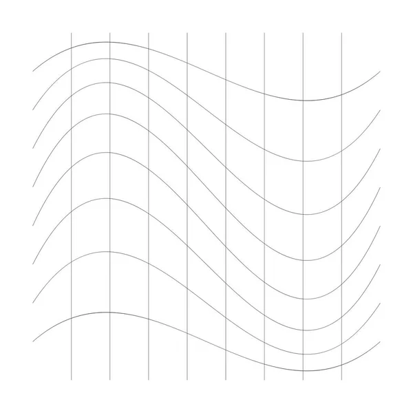 Ondulado, acenando linhas finas. Camber, vigarista, espremer distorção de estiramento — Vetor de Stock