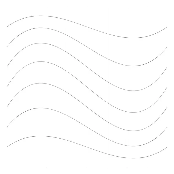 Ondulado, acenando linhas finas. Camber, vigarista, espremer distorção de estiramento — Vetor de Stock