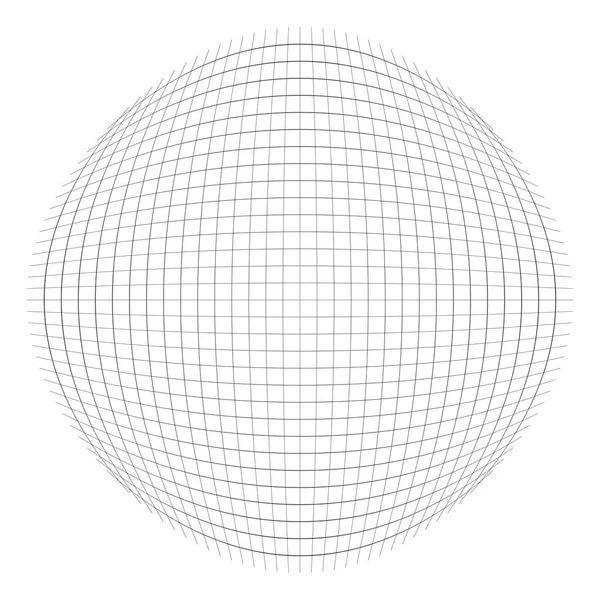 Kugelförmiges, kugelförmiges Netz, Gitter. konvexes, bauchiges, kreisförmiges Muster — Stockvektor