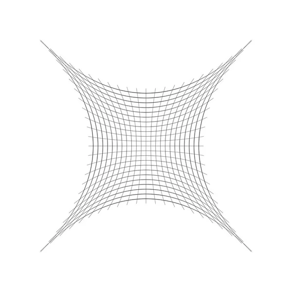 Stlačený, mačkovaný, pomačkací deformace mřížky, mřížky. Konkávní 4- — Stockový vektor