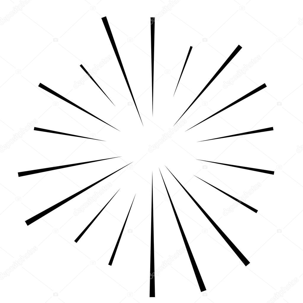 Random circular lines starburst, sunburst. Converging radial, ra