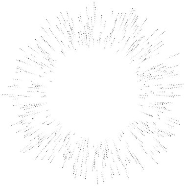 Yarım ton noktalı, benekli radyal çizgiler. Yayılan nokta kirişler, ışın