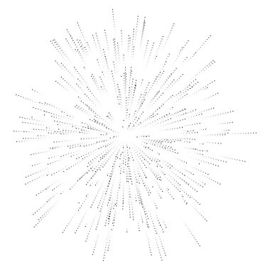 Yarım ton noktalı, benekli radyal çizgiler. Yayılan nokta kirişler, ışın