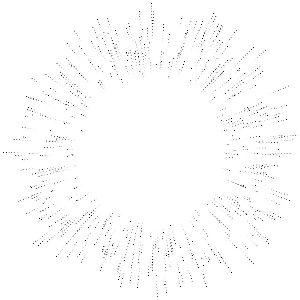 Yarım ton noktalı, benekli radyal çizgiler. Yayılan nokta kirişler, ışın — Stok Vektör