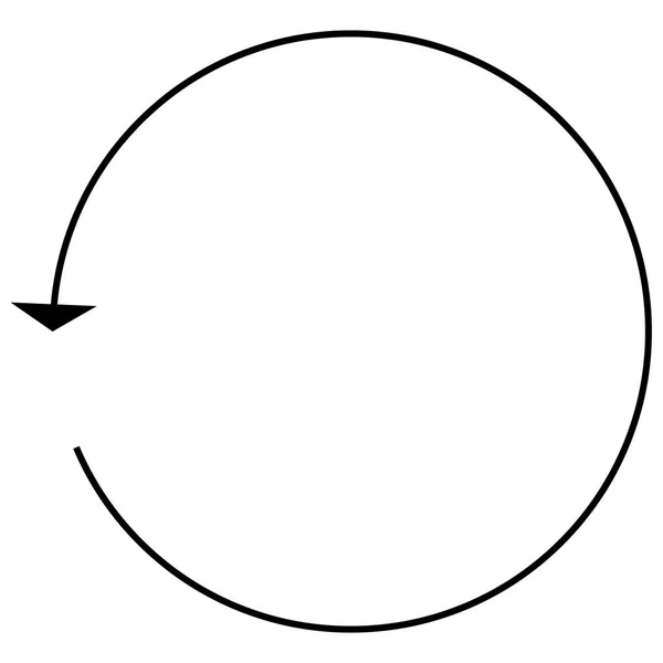 Okrągły, okrąg Strzałka w lewo. Ikona strzałki promieniowej, symbol. Kontrc — Wektor stockowy