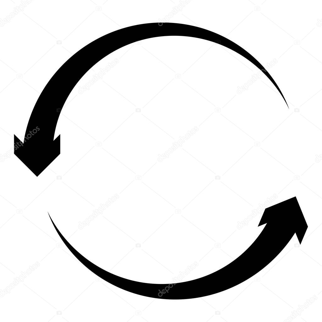 Circular, circle arrow left. Radial arrow icon, symbol. Counterc