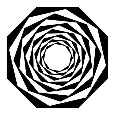 Döndürme ile şekil, tiwrl etkisi Geometrik soyut spiral 