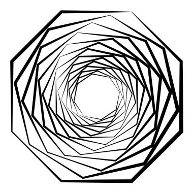 Döndürme ile şekil, tiwrl etkisi Geometrik soyut spiral 