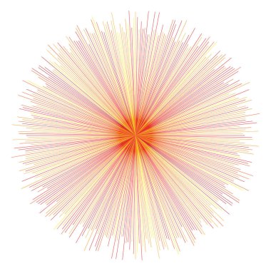 Turuncu, sarı radyal, yayılan çizgiler. Işınlar, ışınlar. Starburst, 