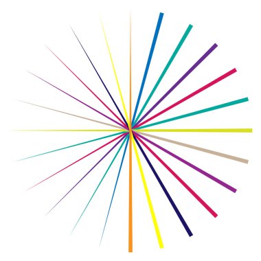 Radyal, yayılan çizgiler, kollar. Dairesel ışınlar, Kirişler. Multicolo