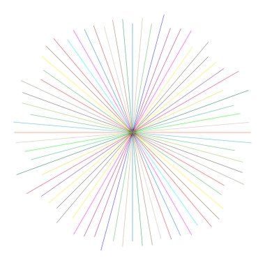 Radyal, yayılan çizgiler, kollar. Dairesel ışınlar, Kirişler. Multicolo