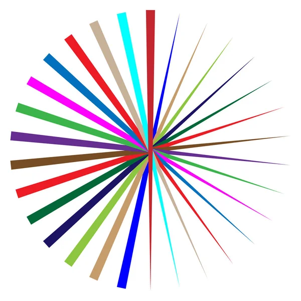 Líneas radiales, radiales, radiales. Rayos circulares, haces. Multicolo — Archivo Imágenes Vectoriales