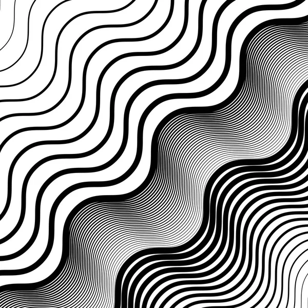 Textuur, patroon met golvende, zwaaiende grid, mesh van lijnen. Wijde, — Stockvector