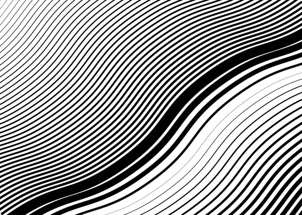 Welliges, wellenförmiges Netz paralleler, unregelmäßiger Linien. wellig, wellenförmig — Stockvektor