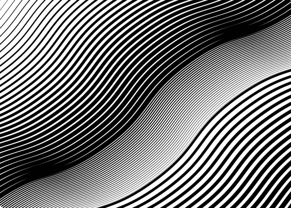 Grille ondulée et ondulée de lignes parallèles irrégulières. Gonflé, ondulé — Image vectorielle