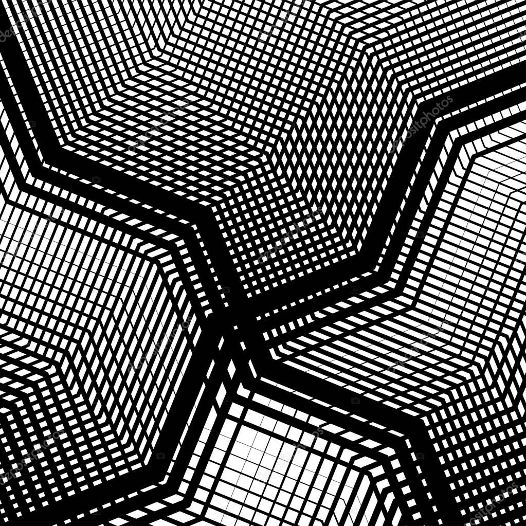 Texture, pattern with wavy, waving grid, mesh of lines. Billowy,