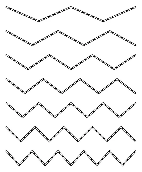 Ondulado, ondulado (zigzag) conjunto de elementos de línea. Líneas con efecto ondulatorio — Vector de stock