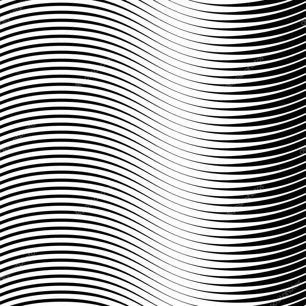 Waving, wavy, zigzag lines. Irregular parallel stripes, lines wi