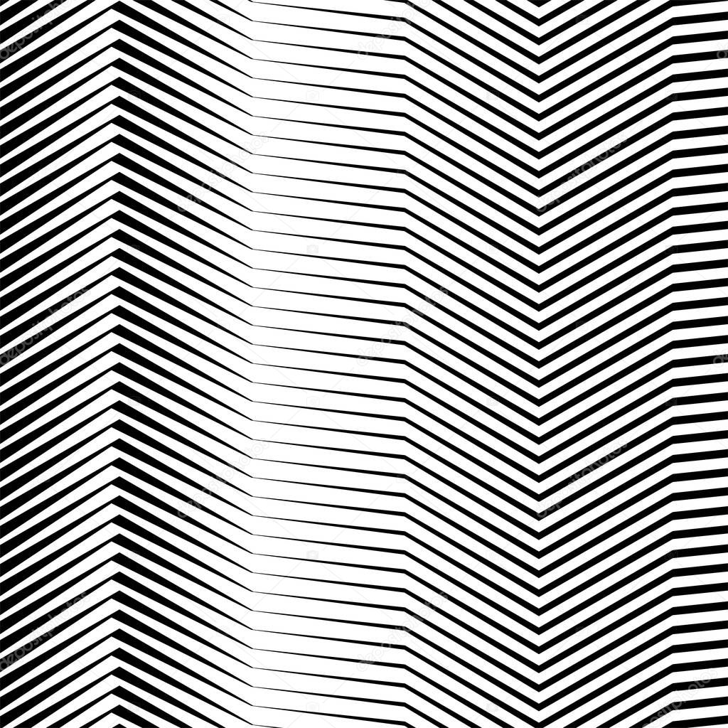 Waving, wavy, zigzag lines. Irregular parallel stripes, lines wi
